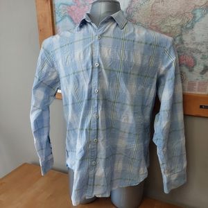 Tommy Bahama Plaid Long Sleeve Button up Cotton Collared Shirt Men's L
